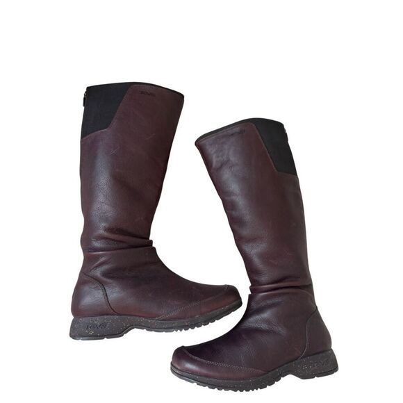Teva Afton Knee Tall Leather Boots Cherry size 7.5 - Picture 1 of 10